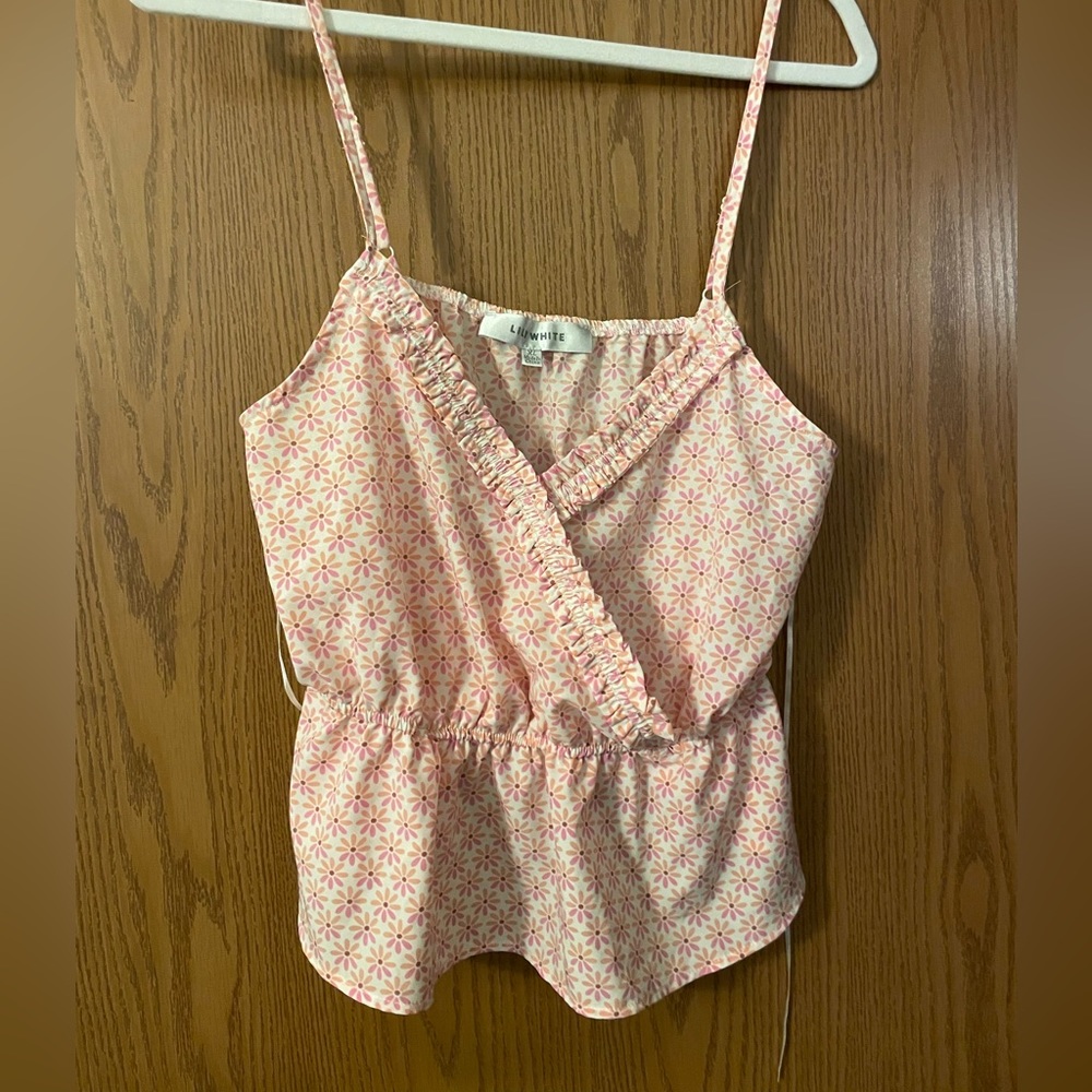Pink Lily White tank top XL